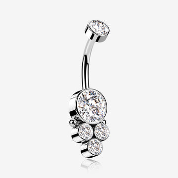 Trinity Bali Sparkle Internally Threaded Belly Button Ring-Clear Gem